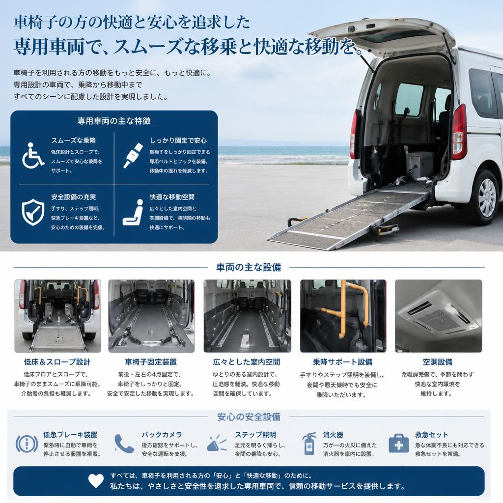 車椅子専用車での安心・快適移動