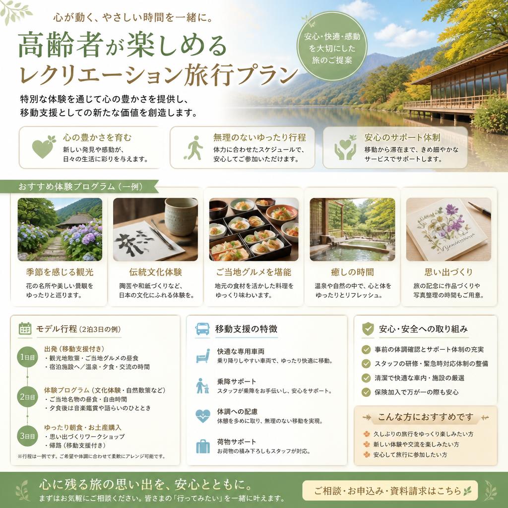 レクリエーション旅行プランのご提案